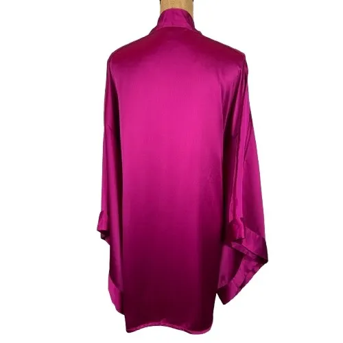 Victoria's Secret Hot Pink Satin Kimono Robe Mesh Detail Missing Belt Size‎ XS/S - Image 4