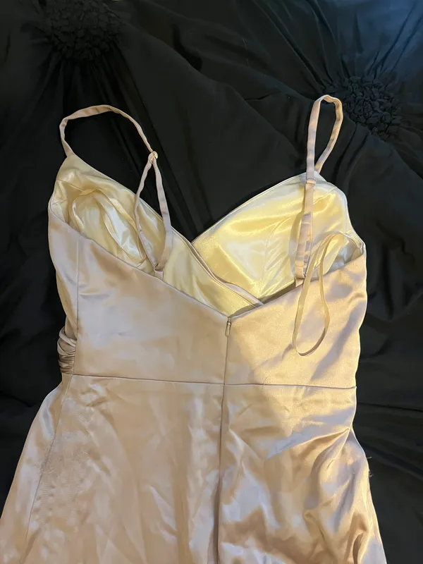 Revelry Rava Satin Champagne Dress Size 4 Petite - Image 8