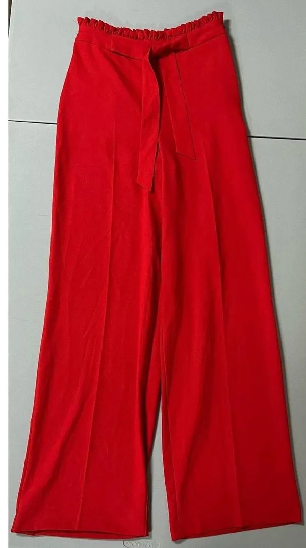 Miss Selfridge Red Belted High-Rise Wide-Leg Pants Bottoms Trousers Slacks Size 2 ❤️✨ - Image 5