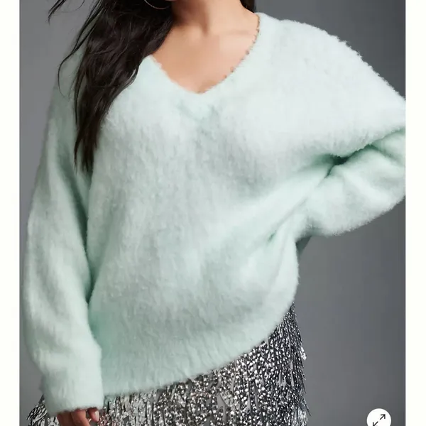 Maeve By Anthropology V-Neck Sweater - Soft Mint - Image 3