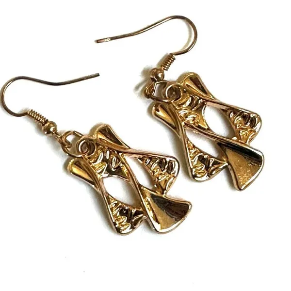 Gold tone drop earrings - Image 4