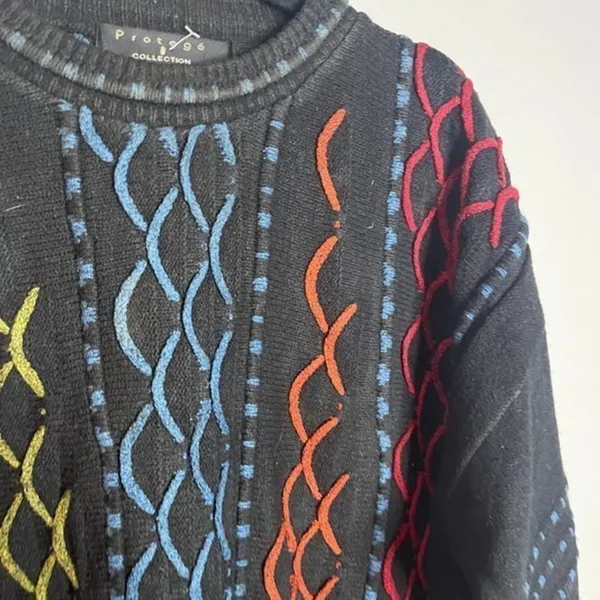 Vintage colorful textured patterned grandpa sweater - Image 2