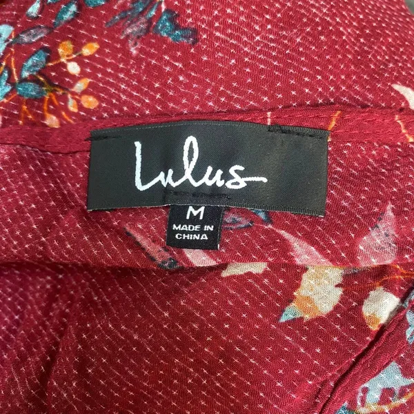 Lulus Amal Floral Wrap Maxi Dress M Burgundy V-Neck Hi-Low Summer Party Wedding - Image 12