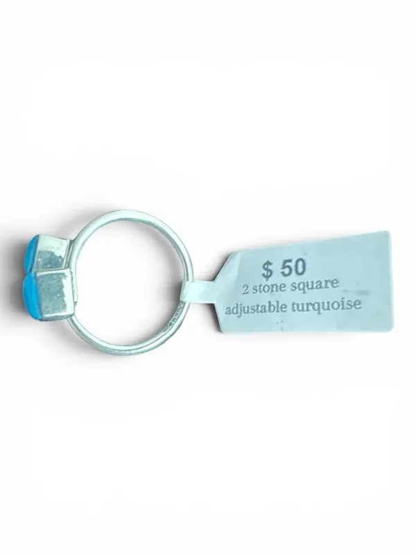 Sterling Silver Turquoise Double Stone Ring - Image 4