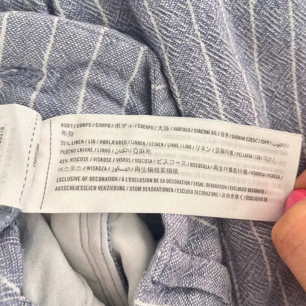 Abercrombie & Fitch Blue White Striped Linen Pants Size XS - Image 12