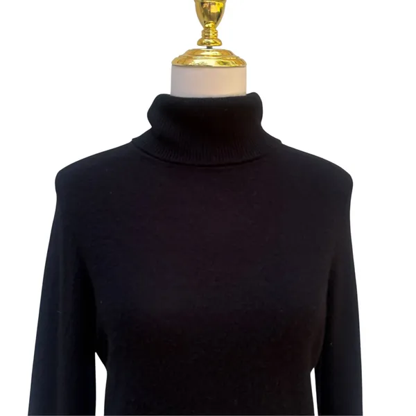 Charter Club Turtleneck Sweater S Black 100% Cashmere Luxury Knit Minimalist - Image 2