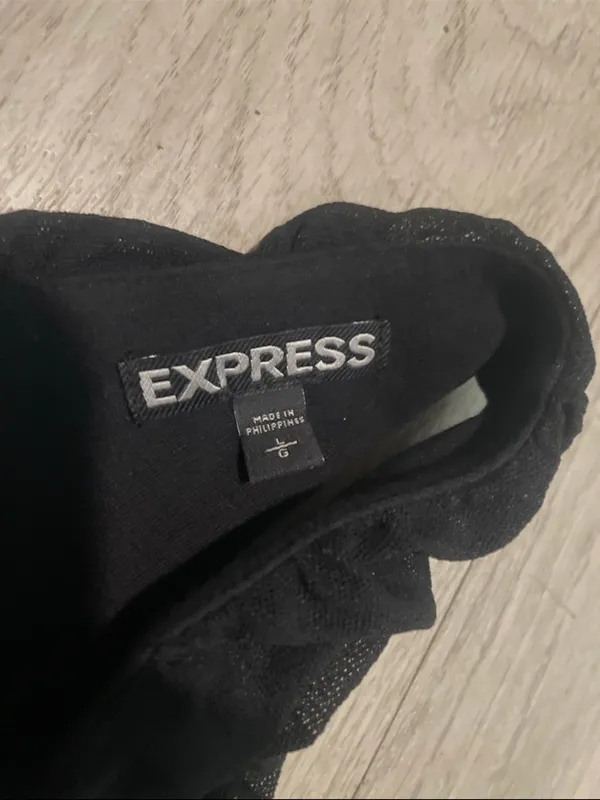 Express Black Ruched V-Neck Mini Dress - Image 2