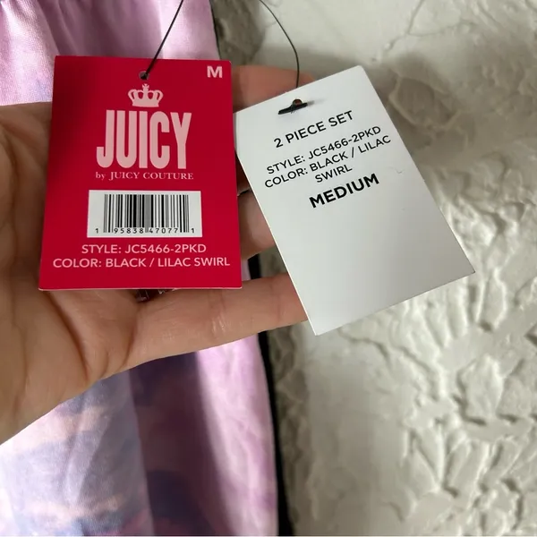 Juicy Couture | 2 Set Shorts Black & Lilac Swirl NWT Size M - Image 4