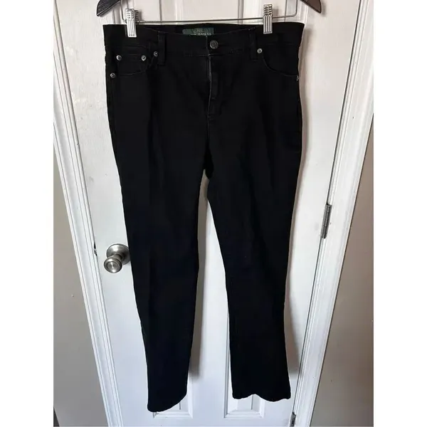 LRL Ralph Lauren LAUREN jeans company black jeans straight classic fit sz 8 wo - Image 2