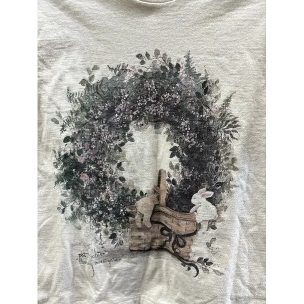 Vintage Fruit‎ of the Loom Pat Richter Bunny Investigation T-Shirt Cream Medium - Image 4