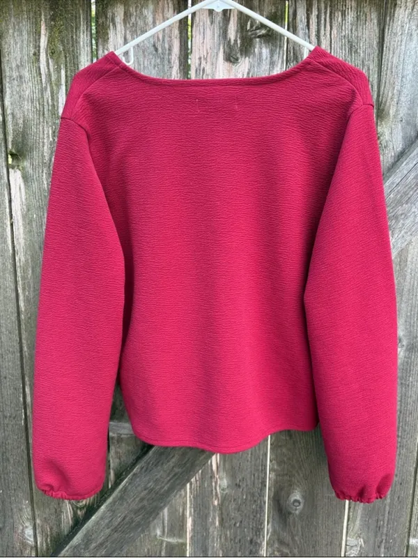 NWT Madewell Crepe Side Tie Wrap Top Crimson Size XL - Image 9