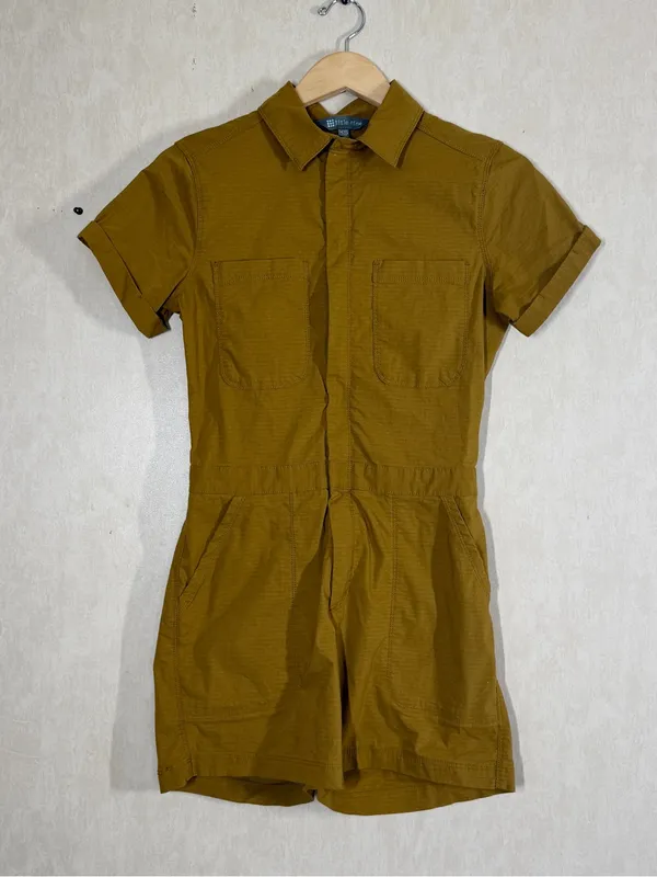 Title Nine Women’ Rosie Utility Romper Jumpsuit Ripstop Outdoor in Mustard XS - Image 2