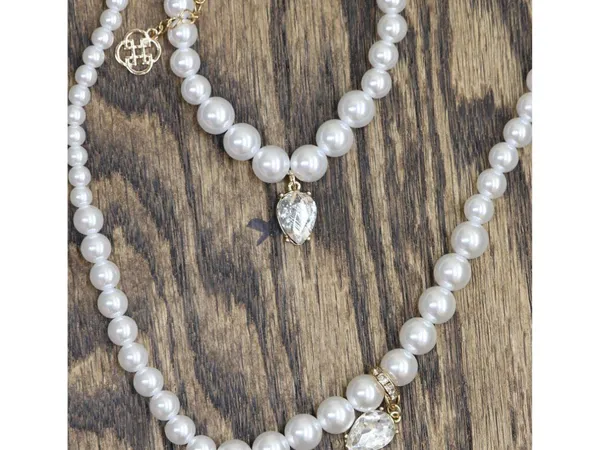 NWT Daisy Fuentes Charm Necklace Bracelet Set Pearl White / Gold 18" + 4" - Image 4