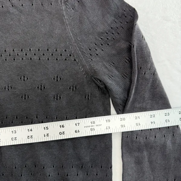 Rag & Bone Eyelet Knit Top Long Sleeve Cotton Blend Sweater Black Large‎ - Image 2