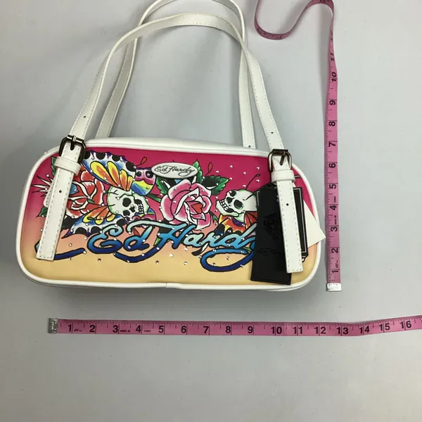 Ed Hardy Satchel Bag Butterfly & Skull White Backround NEW! Retail $80 - Image 10