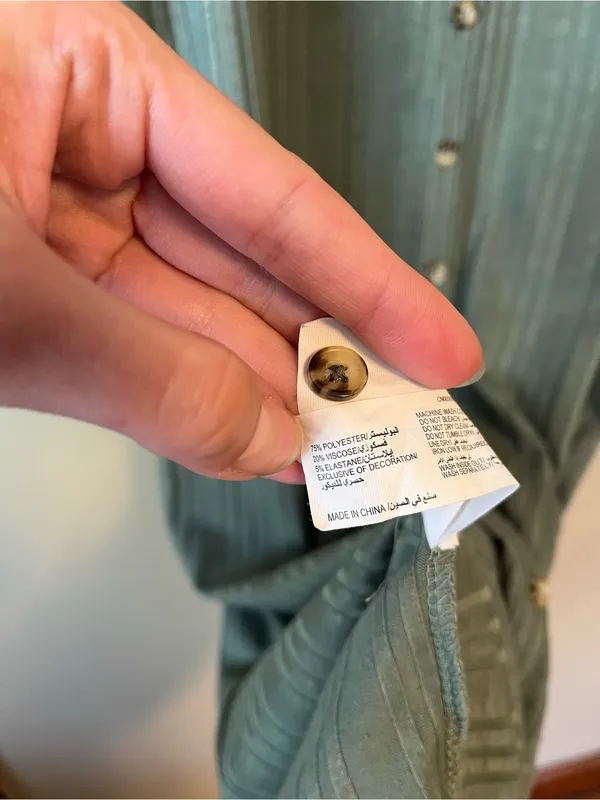 Splash Olive Green Ribbed Button-Front Dress - Image 7