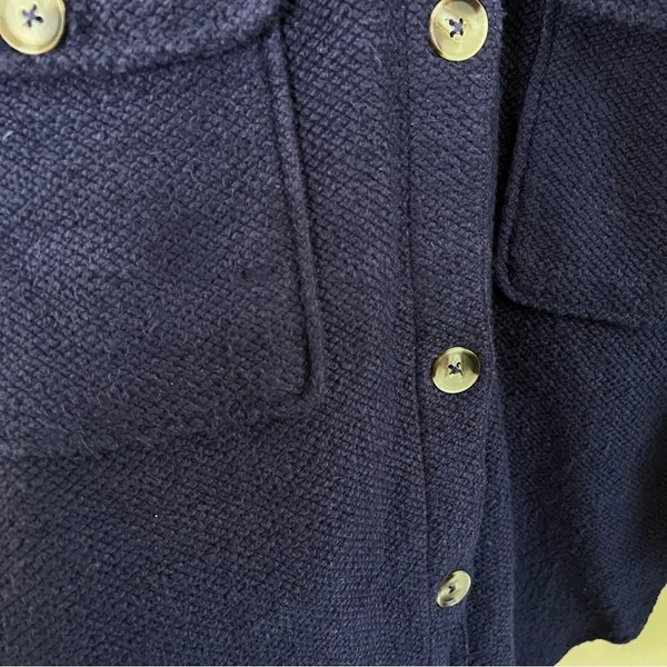 By Anthropologie Knit Button Up Shacket JackeNavy Blue‎ Size Womens Size M - Image 4
