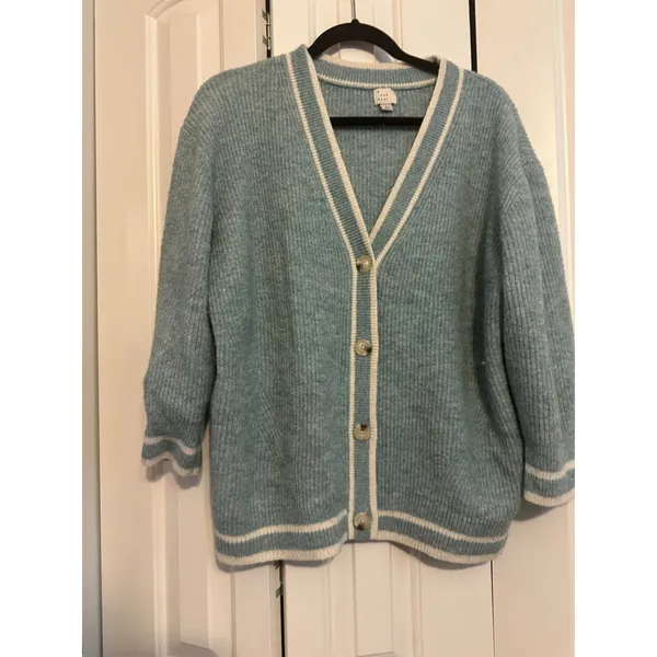 A New Day Women's Light Blue V-Neck Button‎ Front Cardigan Sweater - Image 2