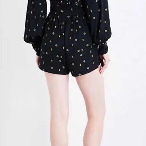 Free People love grows keyhole black button down playsuit romper - Image 3