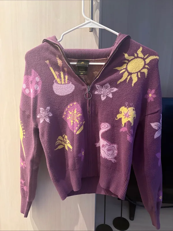 Boxlunch x Disney | Tangled Icons Zippered Women's Sweater - Image 3
