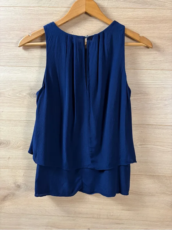J. Crew Sleeveless Layered Navy Blue Top Size 2 - Image 4