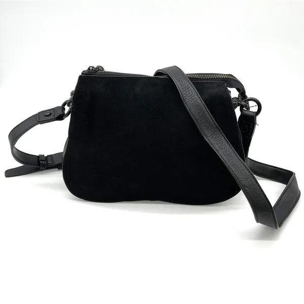 La Diva Crossbody Bag Black Suede Leather Tassel Minimalist Indie Urban‎ Edgy - Image 16