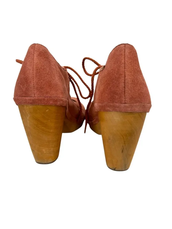 Anthropologie Latigo Cabo Suede Pump Chunky Wooden Heel Terracotta Cutout Size 9 - Image 5