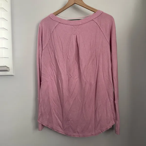 Free People XS Snowy Thermal Oversized Tunic Light Pink Relaxed Lounge Preppy - Image 5