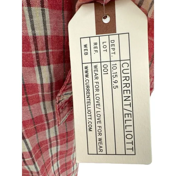 New Current Elliott Linen Cotton Blend Levee Western Plaid Shirt Dress Size 0‎ - Image 7