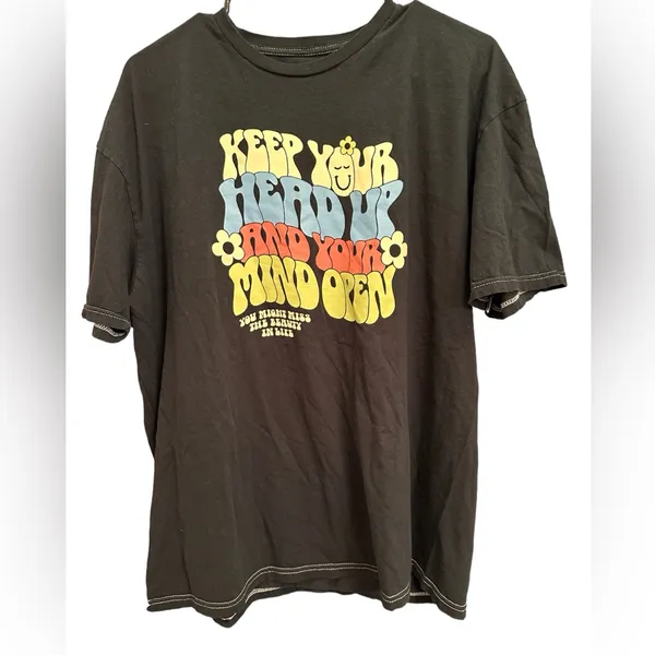 45A. PacSun PS / LA Keep Your Head Up Oversized Black Graphic T-Shirt - Image 6
