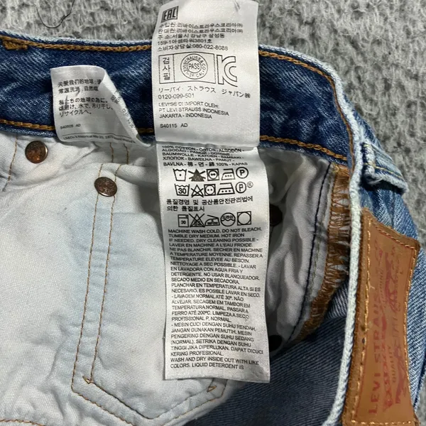 Levi's 501 Original Fit Jeans Women 28x28 Blue Distressed Button Fly Fit 28x27 - Image 10