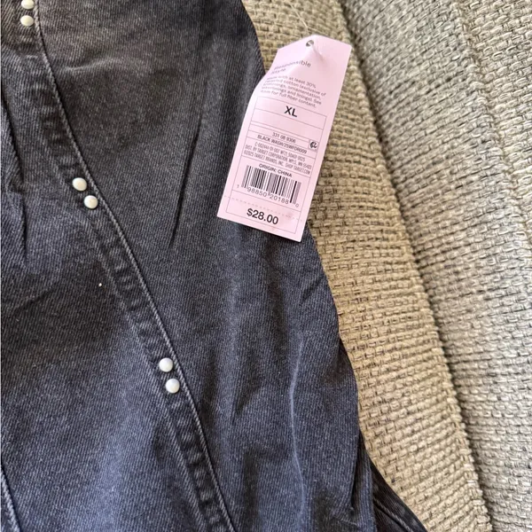 Wild Fable Black Denim strapless dress with Stud Accent - Image 2