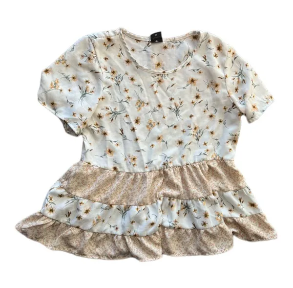 Anthropologie Womens Paper Crane Kourt Spring Floral Tiered Top - Sz XS - Image 5
