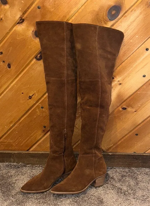 Steve Madden Lucca brown suede leather pull on over the knee boots - Image 4