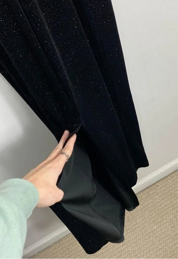 Vintage Be Smart Long Sparkly Black Velvet Dress - Image 9
