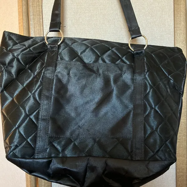 Elegant Black Quilted Tote Bag - Image 6