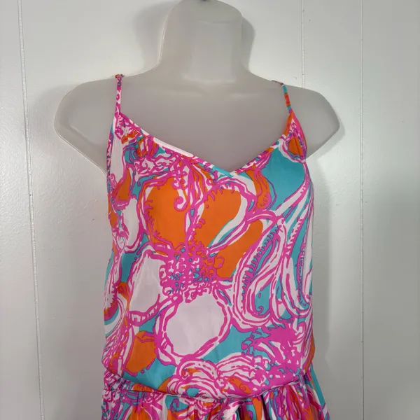 Lilly Pulitzer Nautical Floral Deanna Lightweight Tie Waist Romper Large L 76599 - Image 2