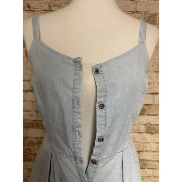 Old Navy Size S Denim Chambray Fit & Flare ‎ Mini Sun Dress Blue - Image 5