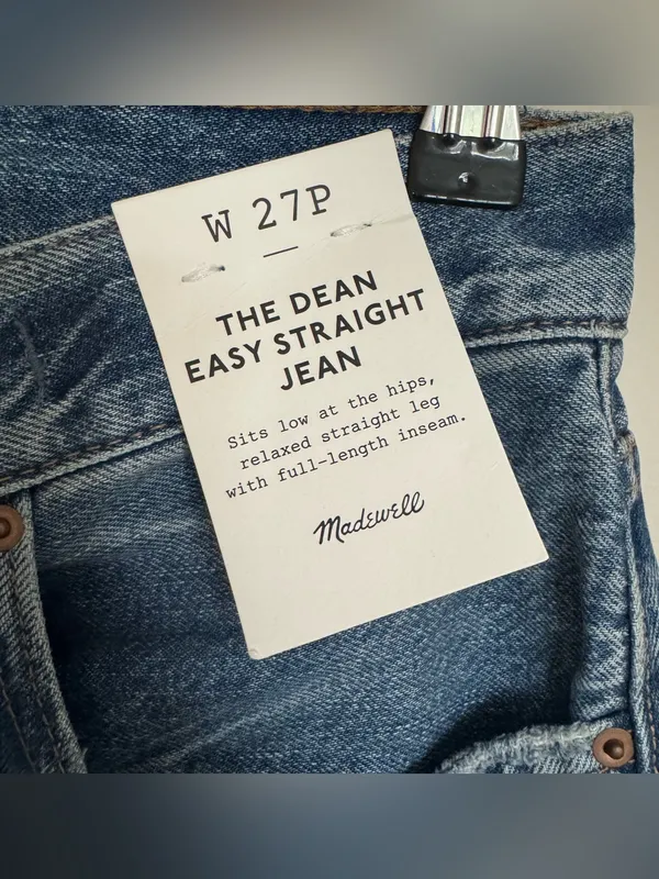 NWT Madewell The Dean Easy Straight Jean Petite Monessen Wash Rigid Size 27 P - Image 6