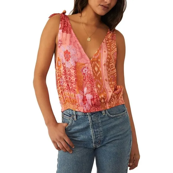 NWOT Free People Tied To You Tank in Lemonade Combo Sz S - Image 2