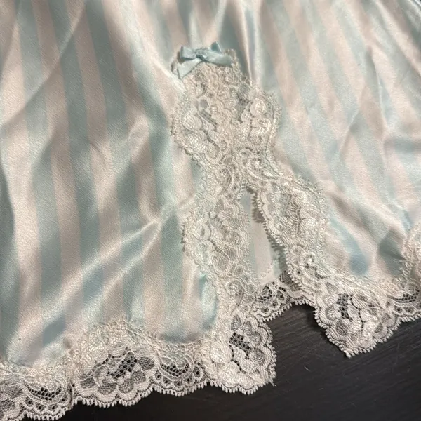 Victoria's Secret Light Blue and White‎ Striped Chemise / teddy - Image 2
