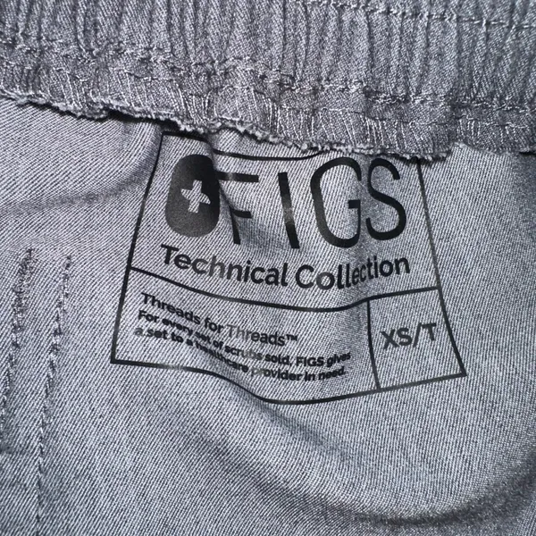 FIGS Yola Technical Collection Gray Scrub Pants Teal Drawstring‎ XS/T - Image 5