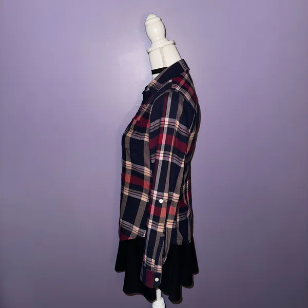 NEW Lucky Brand Navy Blue Plaid Button Up Shirt - Image 8