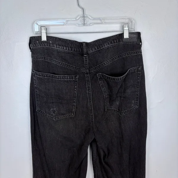 American Eagle Skater Jean Black‎ Distressed Baggy Wide Leg Grunge Size 8 Short - Image 7
