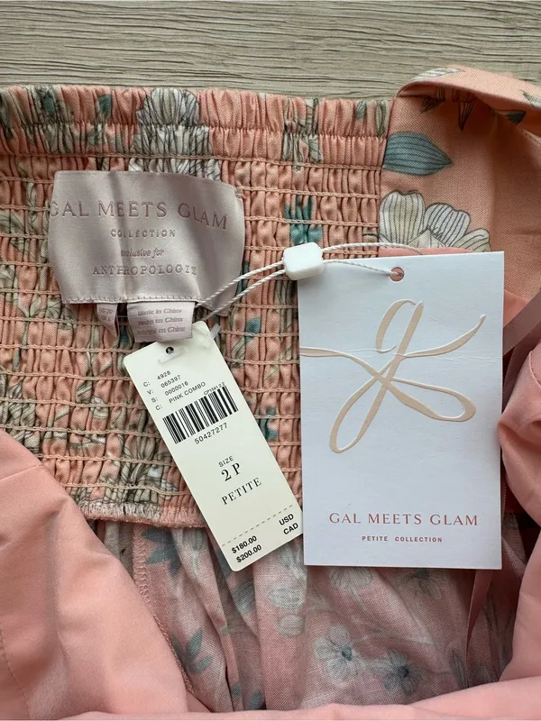 Gal Meets Glam Anthropologie Pink Floral Square Neck Maxi Dress NWT Size 2P - Image 7