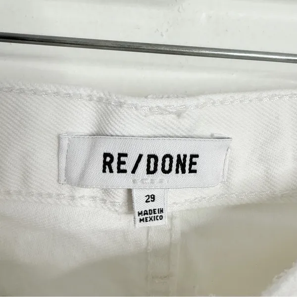 Re/Done 70s Stove Pipe Jean White Ripped Knees Raw Hem Size‎ 29 Rigid Button Fly - Image 5