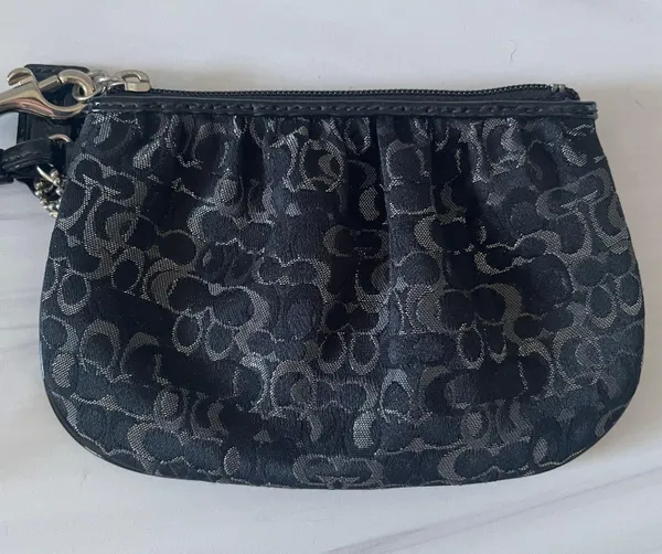 Coach Patent Leather CC Black and Silver Wristlet - Image 2