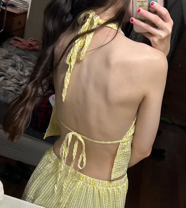 SheIn Yellow Gingham Halter Top - Image 2