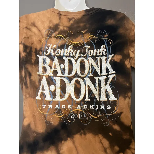 Trace Adkins Shirt Womens Medium Bleach Tie Dye Glitter Graphic LAT Tee Top - Image 6