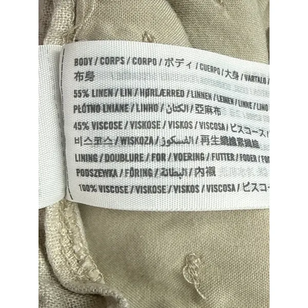 Abercrombie & Fitch Beige Linen Crinkle Ruched Ruffle Pencil Mini Skirt Size M - Image 5